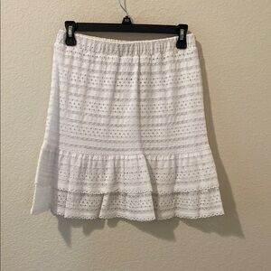 New Michael Kors Womens White Ruffled Eyelet Mini a-Line Skirt Size XS